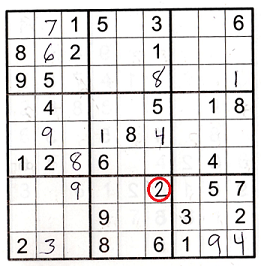 Sudoku puzzle partially filled with graphics showing how to solve this challenge