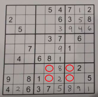 Diabolical sudoku puzzle showing cells with unique rectangles