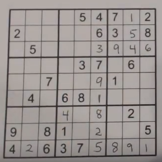 Sudoku puzzle partially filled showing where the 4 is placed
