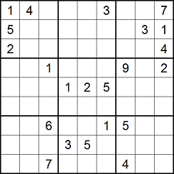 Sudoku grid partially filled, with an L pattern in boxes 1 and 3
