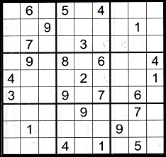 Sudoku grid partially filled to show an example of the gate pattern