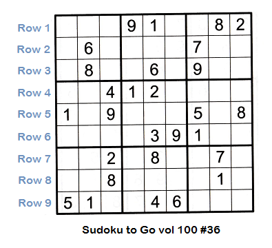 Sudoku grid partially filled showing each row and the row numbering