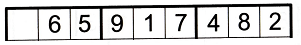 A single row of a sudoku grid with only one number missing