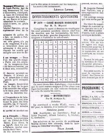 Image of a French newspaper with a number puzzle like sudoku
